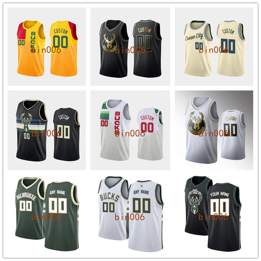 

Custom Milwaukee''Bucks''Men Women Kid 100% embroidery CITY Association Statement Icon basketball jersey S-6XL