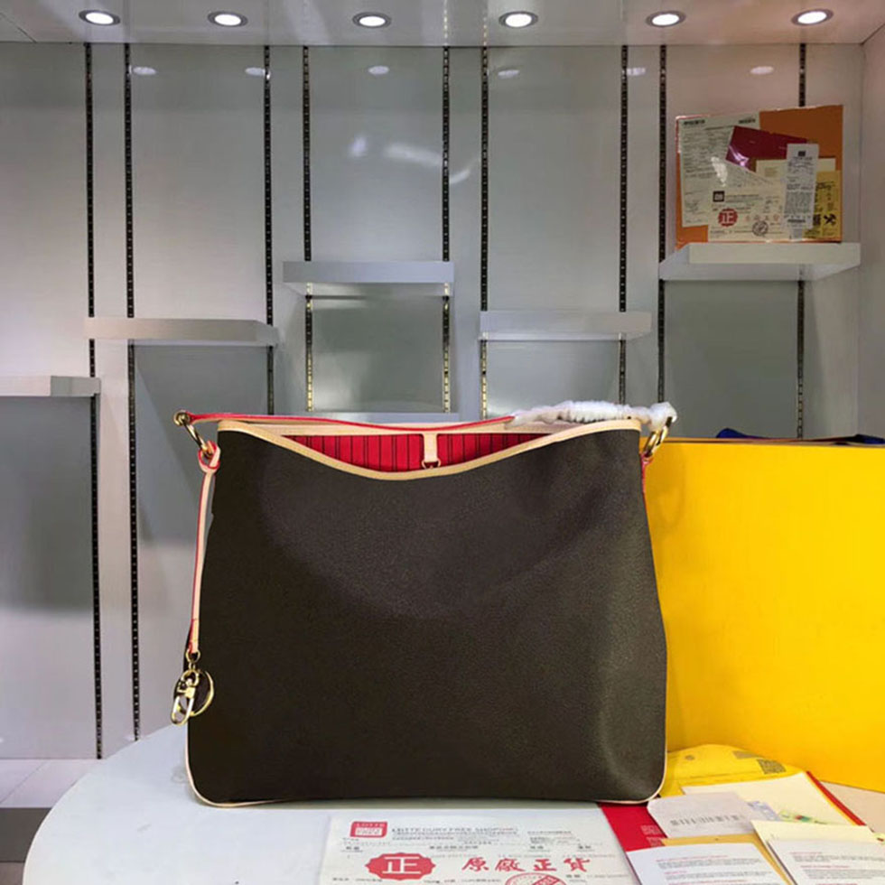 

Original Womens Totes Classic Shopping Handbag Leather Handle High capacity open Handbags Lady Coated Canvas printing Zipper pouch Totes, Brown flower khaki inside