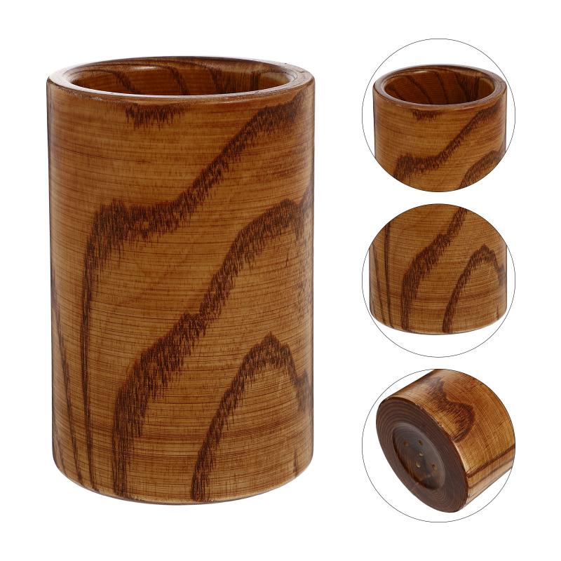 

Chopsticks 1Pc Round Tableware Canister Wooden Holder Thicken Flatware Container