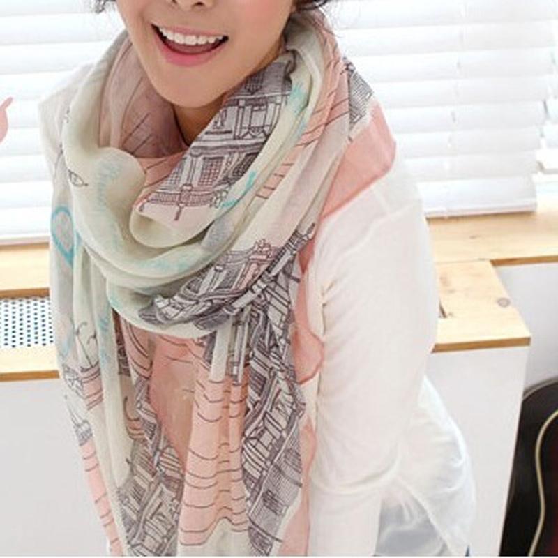 

Scarves Women's Casual Voile Sheer Soft Long Scarf Eiffel Tower Printed Shawl Stole Print, Translucent Fabric, Comfortable, Blue;gray