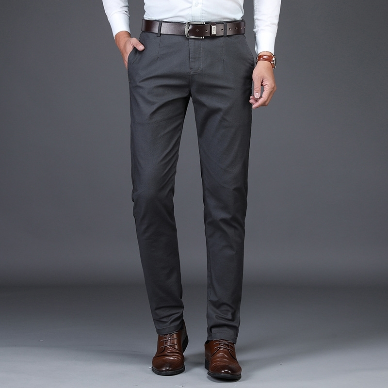

Autumn and winter casual loose straight middle-aged business trousers spring men's pants, Gray