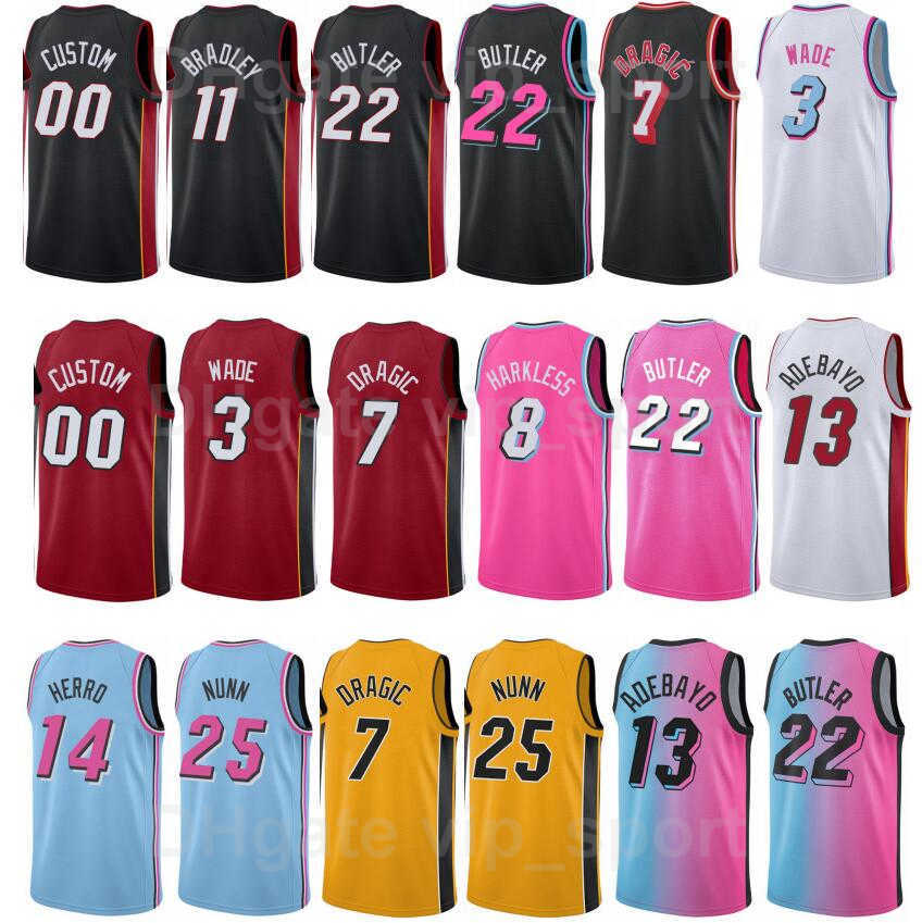 

Screen Print Basketball Dwyane Wade Jerseys 3 Jimmy Butler 21 Tyler Herro 14 Goran Dragic 7 Kendrick Nunn Bam Ado Man Woman Youth, Red