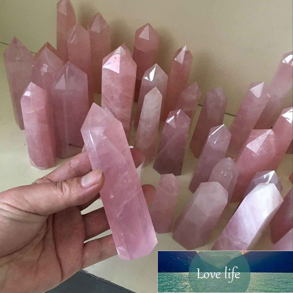 

40-50mm Natural Rock Pink Rose Quartz Crystal Wand Point Healing high quality Mineral Stone Collection Decor for home DIY Hot