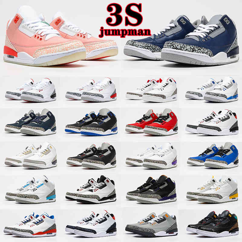 

Jumpman 3s Top Quality Basketball Shoes 3 Midnight Navy Racer Blue Fragment Court Purple Cool Grey UNC Tinker Mens Sports Trainers Sneakers, 48