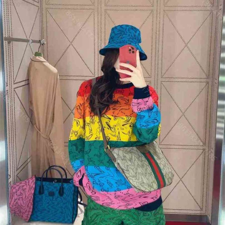 

New Winter Sweater Coat women pullover brand kint Crew neck sweaters wholesale kintting top Rainbow letters wool blend womens clothes