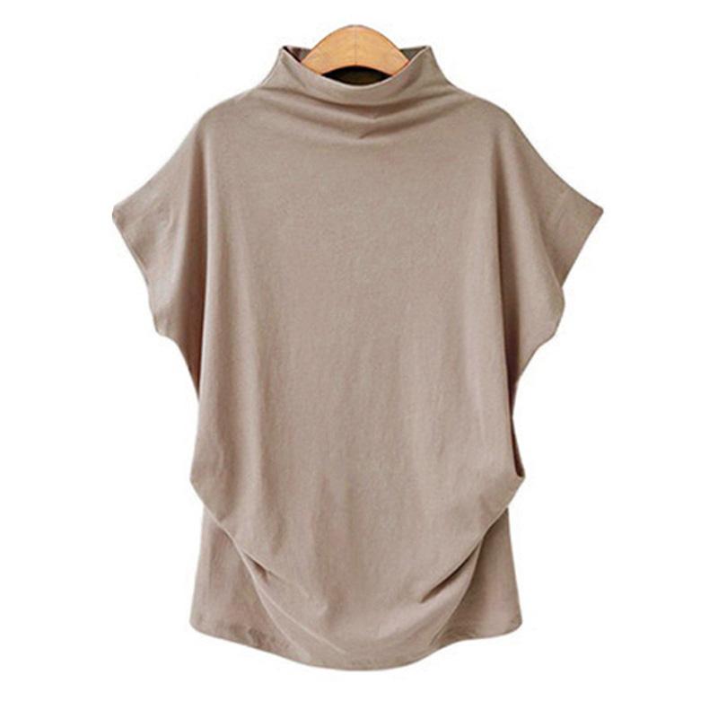 

Women' T-Shirt Batwing Sleeves T Shirt 2021 Summer Turtleneck Female Tops Tees Cotton Casual Clothes Plus Sizes -5XL Size, Khaki