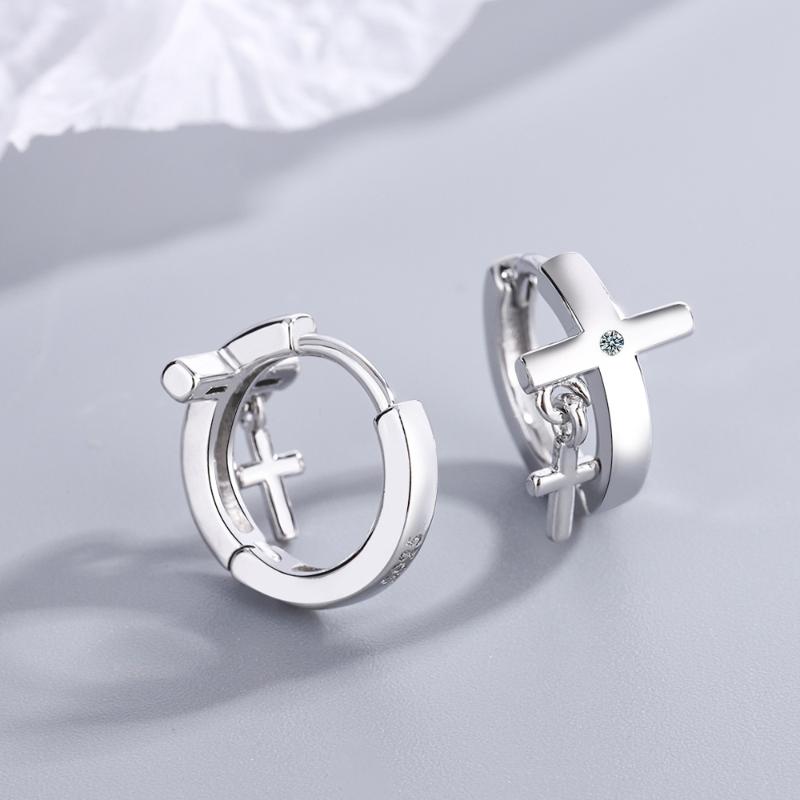 

Stud Wholesale Fashion Cross Clip On Earring Fashions Women Gift, Golden;silver