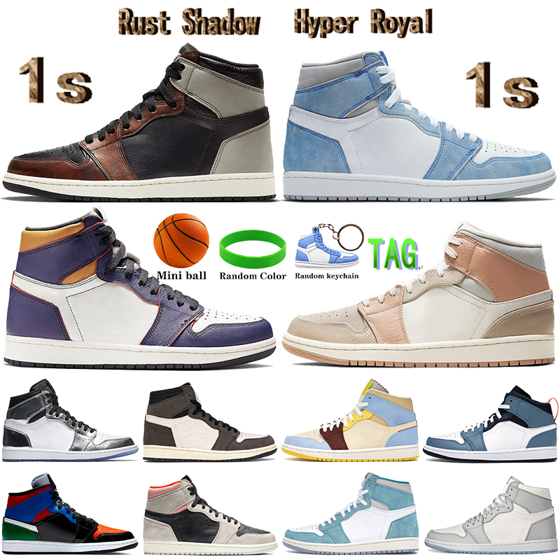 

Top 1 1s Hyper Royal mens Basketball Shoes rust shadow Cactus wolf grey sail mid milan pale ivory men women sneakers trainers, Bubble wrap packaging