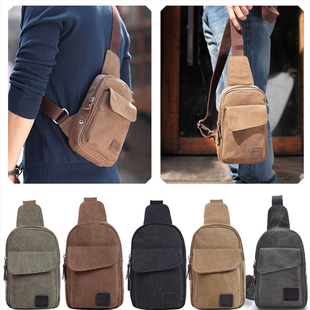 

mens small chest sling bag travel hiking cross body messenger shoulder backpack solid men canvas
