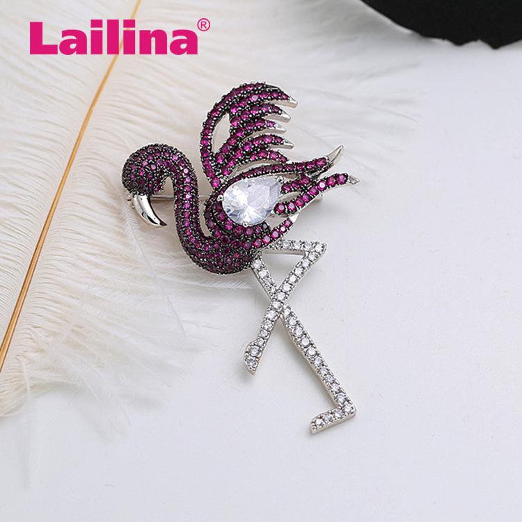 

Pins, Brooches Fashion Ostrich Charm Rhinestones Women Jewelry Christmas Gifts Year Sweater Accessory, Gray