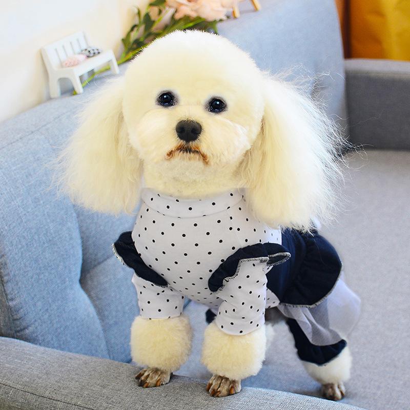 

Dog Apparel 2021 Jumpsuit Skirt Yorkie Chihuahua Maltese Poodle Bichon Puppy Costume Small Clothes Pants Dress Pet Outfit, Navy blue