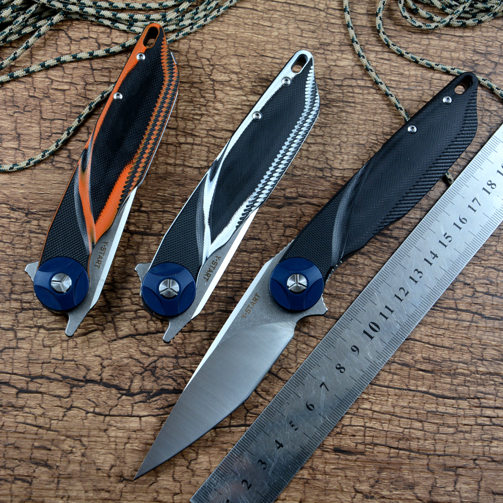 

Y-START LK5024 Flipper Folding Knife Ball Bearing Washer D2 Satin Blade G10 Handle Outdoor Camping Hunting Pocket Knife Fast Open Gear EDC Tools