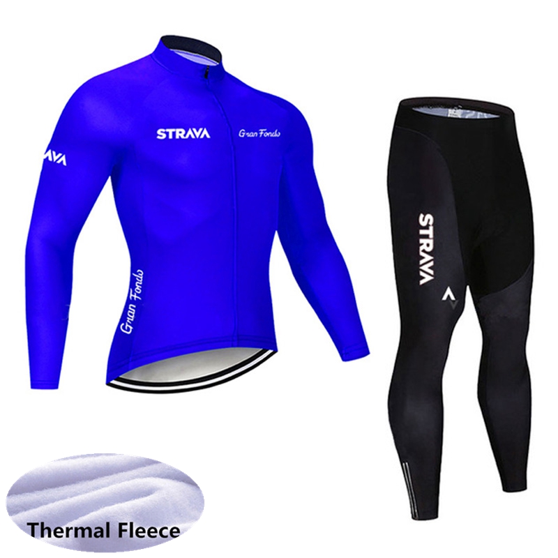

STRAVA winter cycling Jersey Set Men thermal fleece long sleeve Shirts And Pants Kits mountain bike clothing racing bicycle sports suits S21050552, Black;red