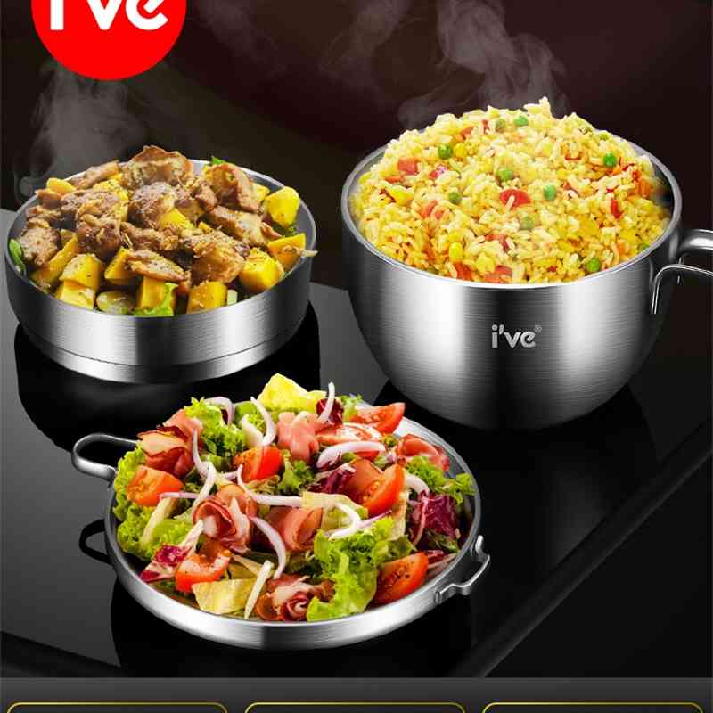 

German ive 304 stainless steel student heat preservation rice bowl with cover large capacity dormitory instant noodle