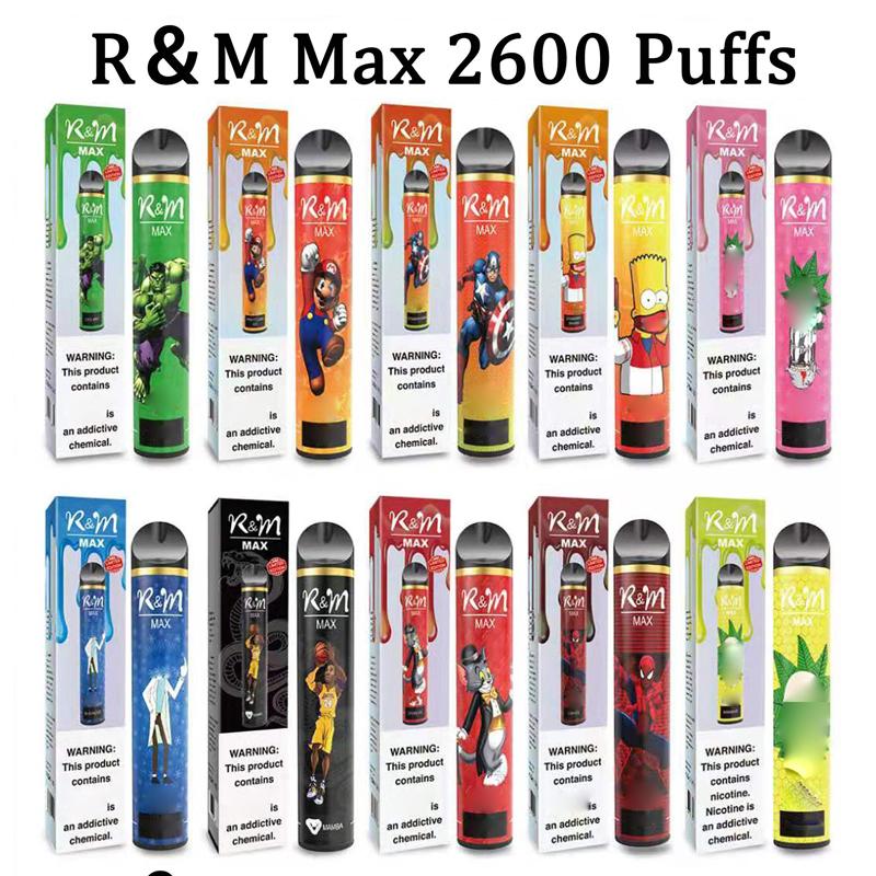 

Original R&M Max Cartoon Electronic Cigarette 9ml 1300mAh 2600 Puffs 10 Colors Disposable Vape vs geek bar air bang xxl flum float