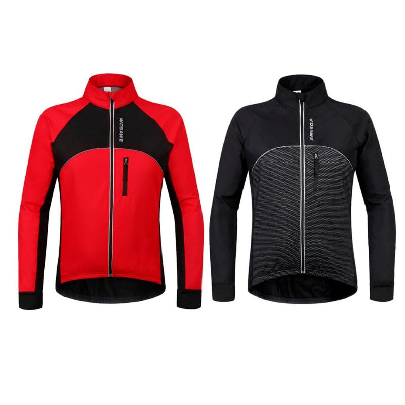 

Autumn And Winter Bicycle Clothing Windproof Warm Thermal Long Sleeve Jacket Outdoor Sports Riding Cycling Coat Ho Racing Jackets, Black;red