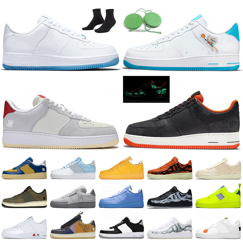 

Hare Space Jam LX UV Reactive Running Shoes Dunk 1 Undefeated Halloween Glow AirForce One Women Men Forces Trainers Low White Black Off Skeleton Utility Sneakers N354, D24 utility white 36-45