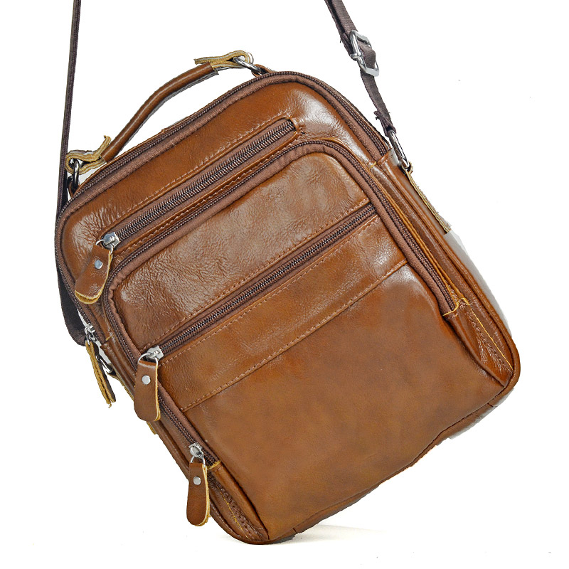 

Men's Fashion Genuine Leather Messenger Travel Shoulder Tablet Crossbody Bag, Dark grey