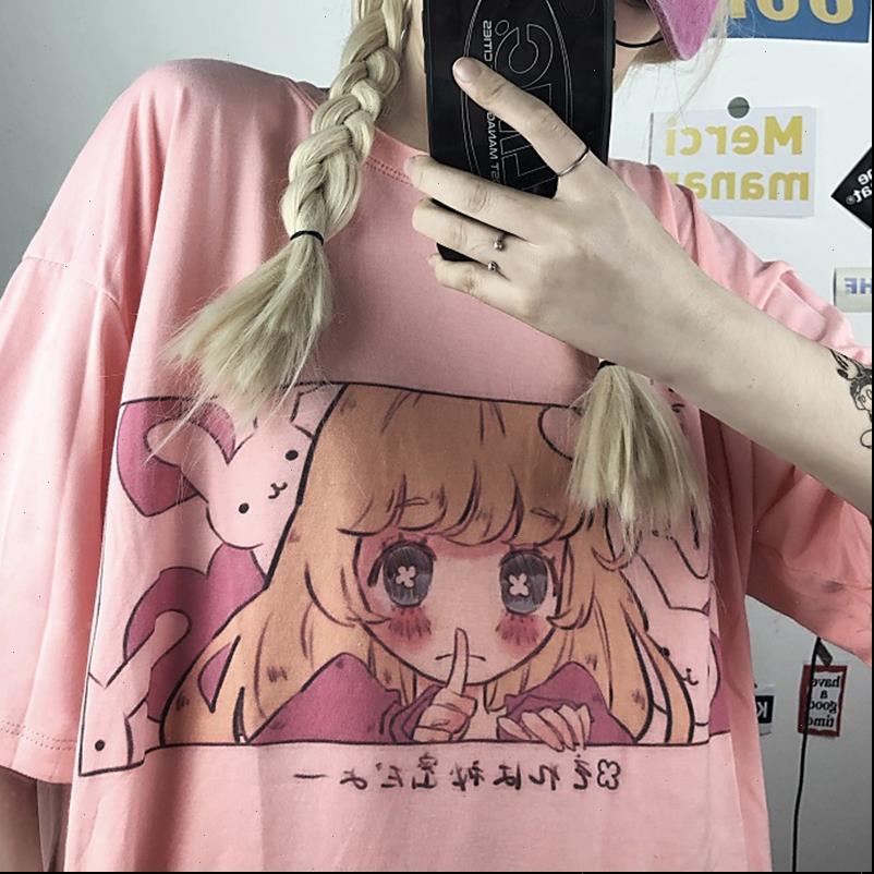 

women t shirts cute cartoon sweet girls japanese streetwear harajuku pink fun kawaii casual ulzzang vintage loose summer shirt, White