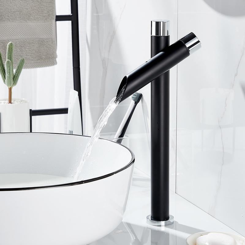 

Bathroom Sink Faucets Creative Waterfall Basin Faucet Taps Black Mixer Tap Single Lever Fittings For Bath Room Kitchen