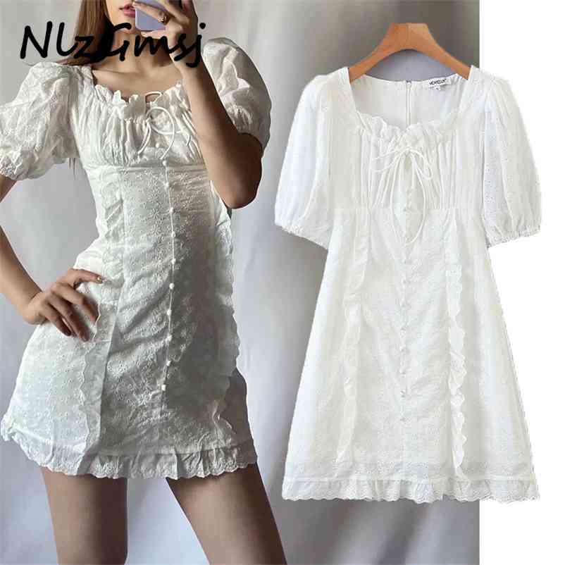 

Dres Ruffles Lace Solid Mini De Fiesta Party Vestidos Robe Femme 210628, As picture