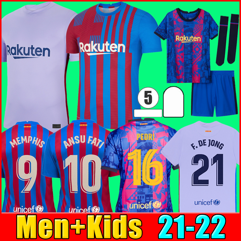 

21 22 MEMPHIS KUN AGUERO Barcelona soccer jersey camiseta de futbol 2021 2022 BARCA FC ANSU FATI GRIEZMANN F.DE JONG DEST PEDRI football shirt men kids kit sets socks, P13 20 21 home kids