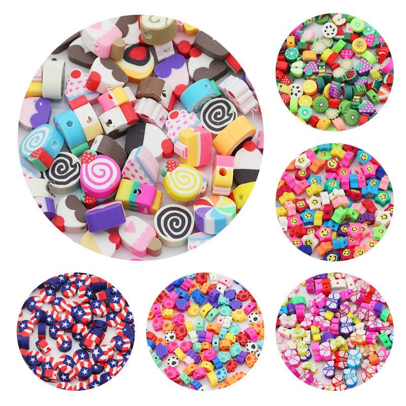 

Other 50pcs Mix Color Fruit,Stars, Cream,Butterflies Beads Polymer Clay Spacer Loose For Jewelry Making DIY Bracelet Necklace