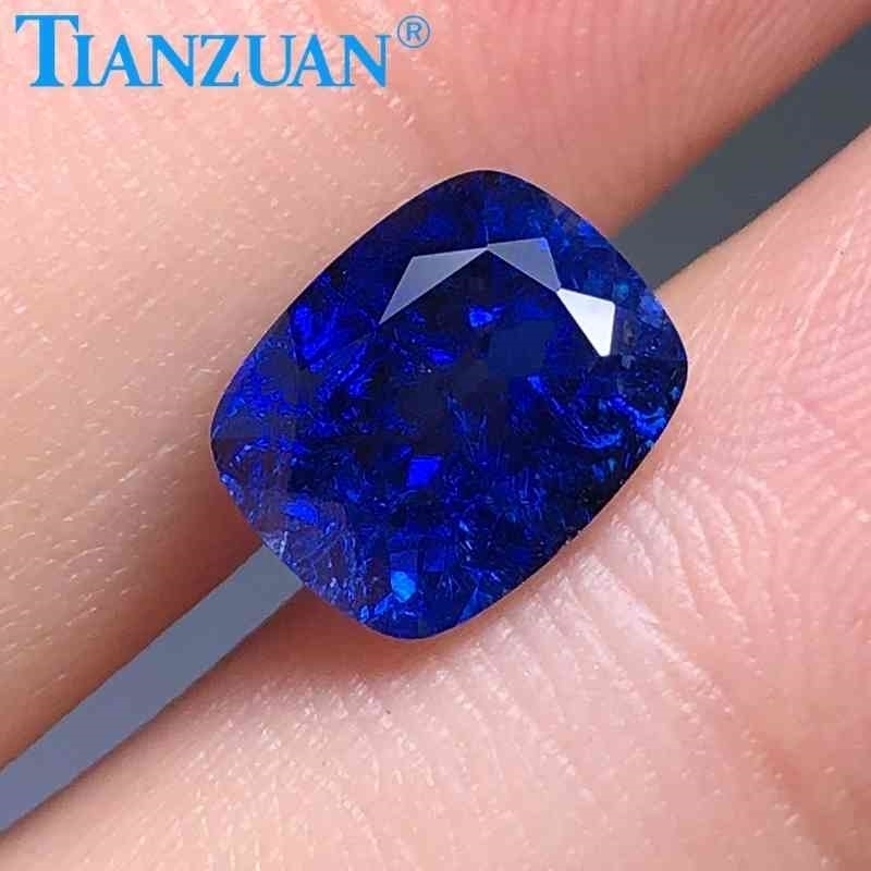 

antique cushion shape emeral d cut blue color lab created sapphire loose stone