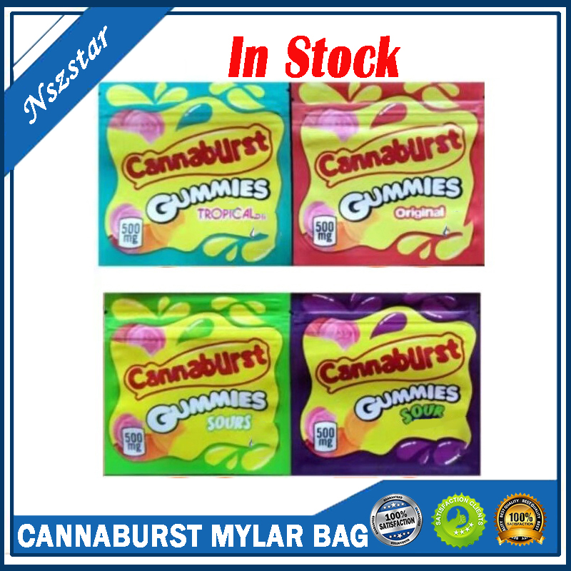 

Empty 4 Types 500mg Cannaburst Edible Packaging Bag Candy Gummmies Smell Proof Edibles Gummy Zipper Mylar Bags