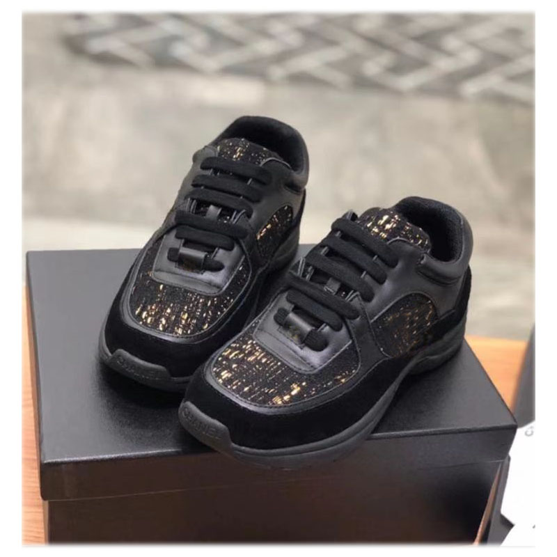 

Genuine Leather Luxury Brand Women Shoes Lace up Sneakers Tweed Size 35-42, Multi