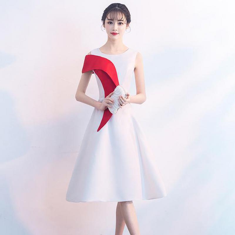 

Ethnic Clothing Patchwork Color Women Evening Party Dress Off Shoulder Qipao Round Collar A-Line Cheongsam Celebrity Banquet Vestidos