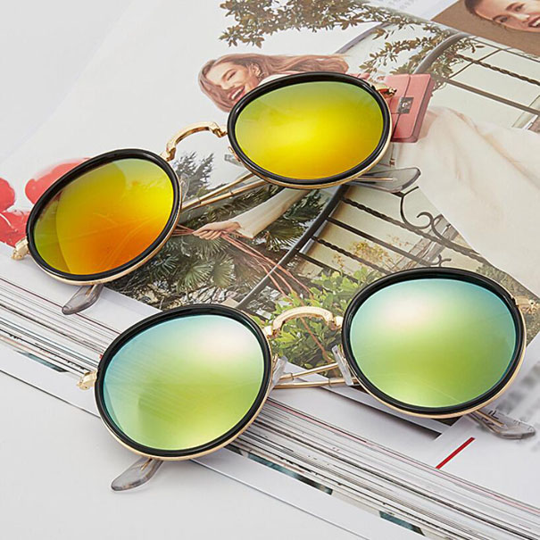 

Round Sunglasses Men Women Designer UV400 Lenses Metal Frame Sun glasses Fashion Style Eyewear q48 with Cases, White;black