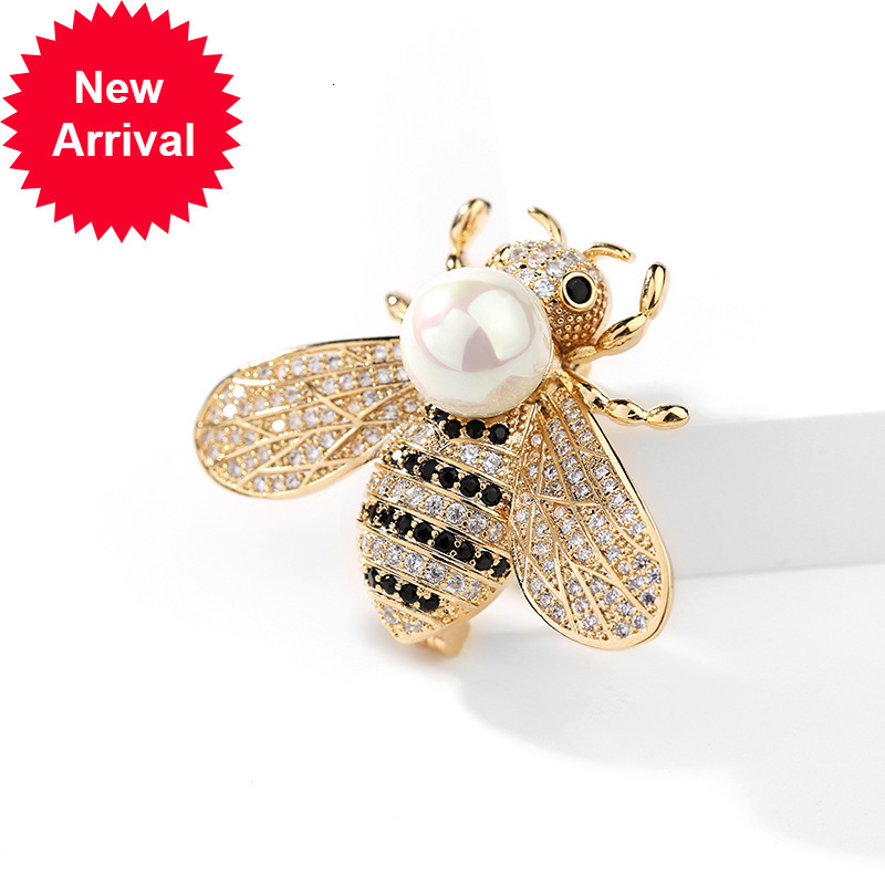 

Korean version of the new fashion personality bee pearl brooch enamel pin brooches for women cute pins