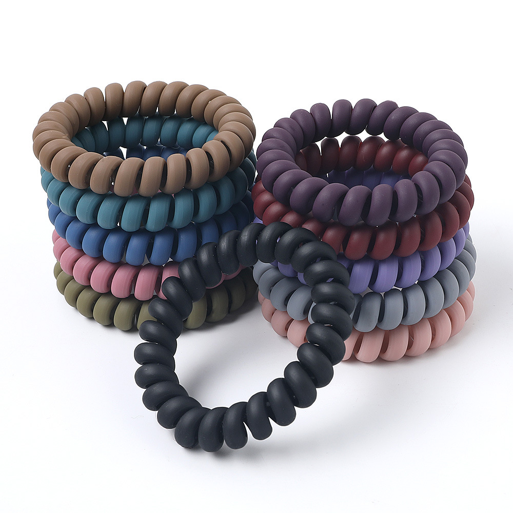 

Telephone Wire Coil Hair Tie Band Woman Frosted Elastic Rubber Girl Holder Bracelet Accessory Ponytail Headdress Scrunchy, Pick colors and quantity