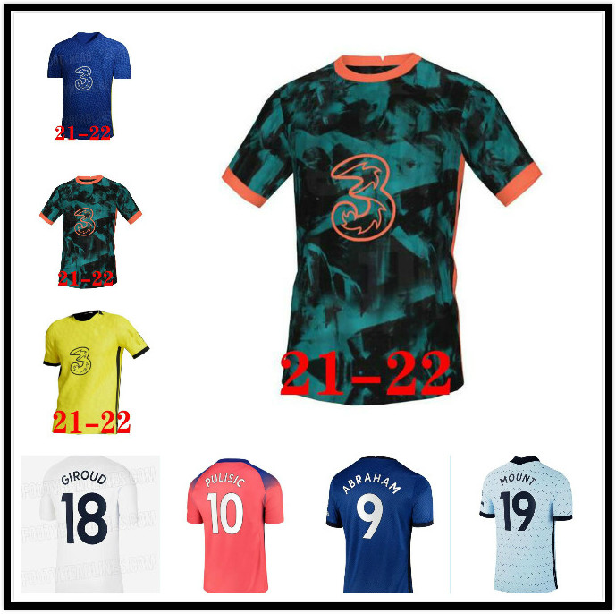 

20 21 22 soccer jerseys ABRAHAM WERNER HAVERTZ CHILWELL ZIYECH Zouma football shirt PULISIC Camiseta KANTE MOUNT 2021 2022 Men + Kids kit CFC, Black;yellow
