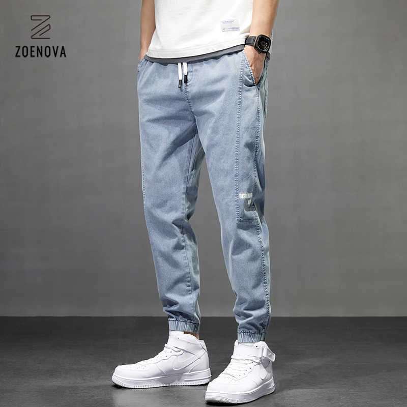 

Men's Imitate Jeans Jogger Harem Pants Ankle Banded Pants Loose Harajuku Style Beam Feet Casual Pants Elastic Waist Hip Hop 210616, Blue
