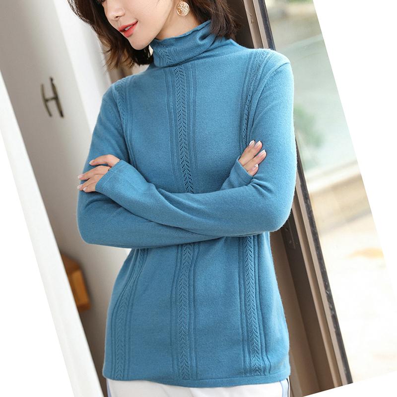 

Women' Sweaters Korean Cashmere And Pullovers Autumn Knitted Warm Hollow Out Turtleneck Sweater For Women 2021 Jacket Winter, Green