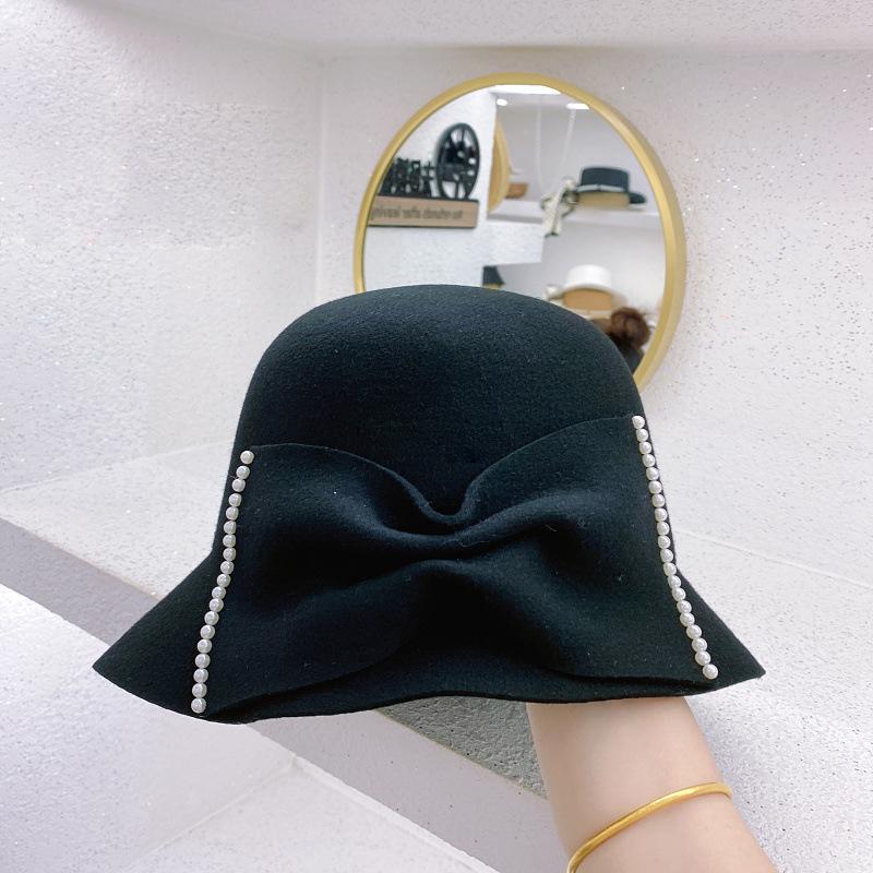 

Stingy Brim Hats Korean Fashion Dome Hat Autumn Winter Style Fisherman For Women Fedora Cap Ladies Black Top Cape Gorros