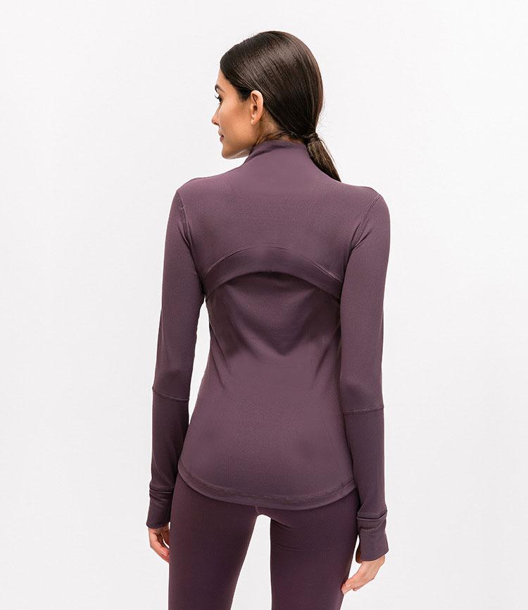 

L-78 Autumn Winter New Zipper Jacket Quick-Drying outfit Yoga Clothes Long-Sleeve Thumb Hole Training Running Jacket Women Piglulu Slim Fitness Coat, Dawn gray