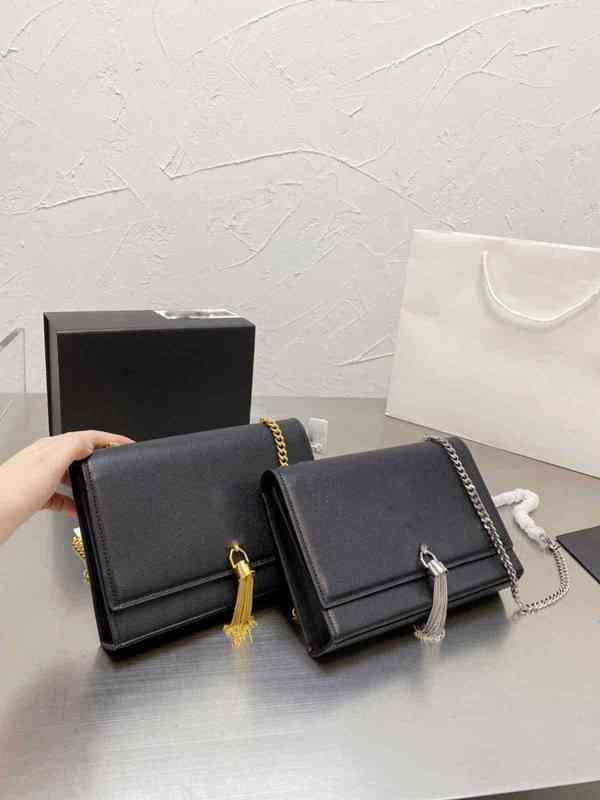 

Shoulder Bags Women Messenger Handbag Classic Tassel Chain High Capacity Personality Fashion Underarm Leather Purses Lady Wallet 1104, Black silver