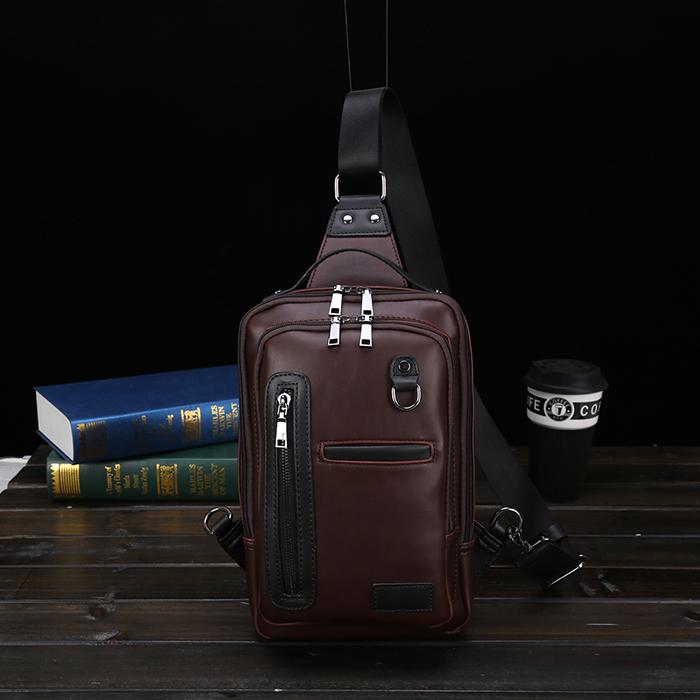 

Backpack 6695 Men's Crossbody Bags USB Chest Bag Front Leisure Leather Shoulder Diagonal Package Back Pack Cafebag, Cafe