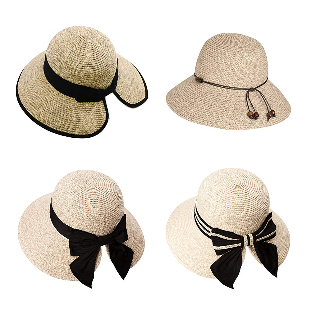 

Comhats Summer Bucket Straw Hat For Women Sun UV Protection Foldable Packable Travel Beach Ladies, 89015 beige
