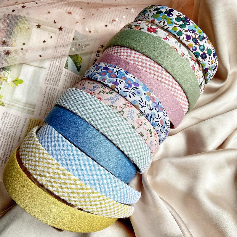 

Hair Accessories Print Hoop Kids Headbands For Girls Retro Anti-slip Wide-brimmed Travel Headband Net Red Headpiece Women
