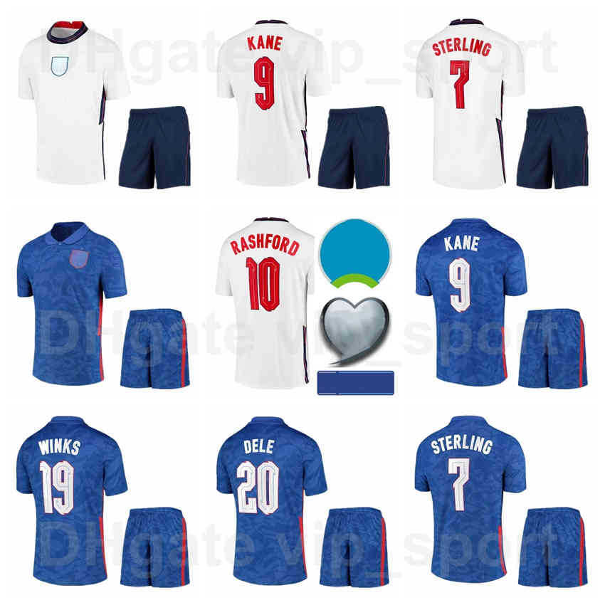 

National Team Soccer 7 Raheem Sterling Jerseys Set 9 Harry Kane 20 Marcus Rashford 19 Jadon Sancho Football Shirt Kits 20-21 Euro YGL, Black