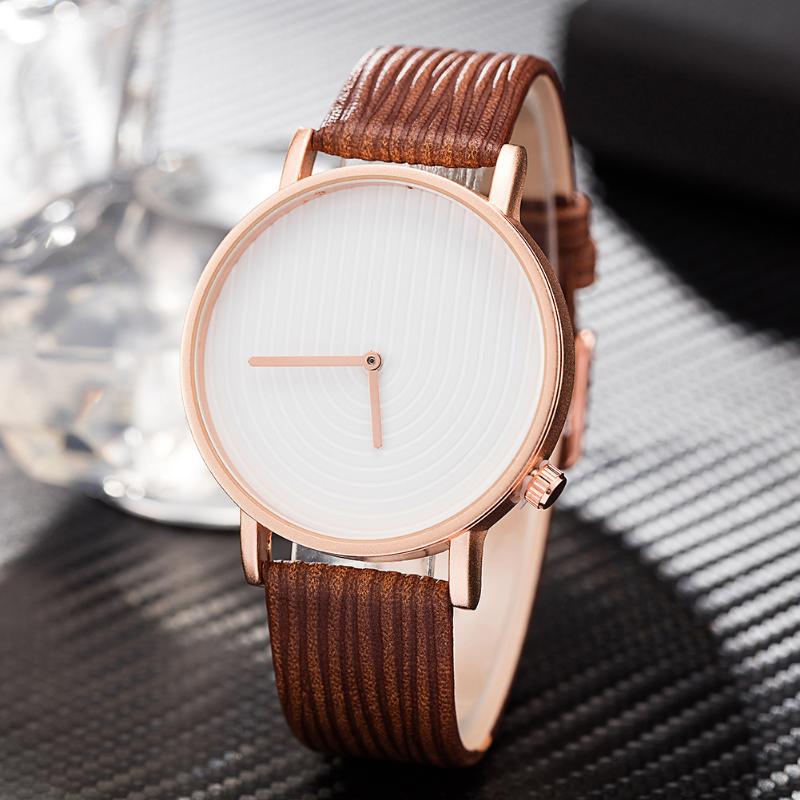 

Wristwatches 2021 Watch Men's Fashion Three-Dimensional Striped Quartz Bark Texture Belt Casual, Brown