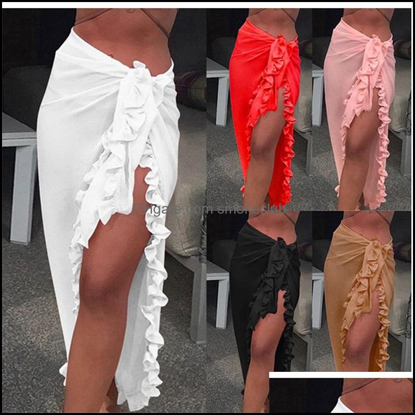 

Er-Ups Swimming Equipment Sports & Outdoors Women Beach Skirt Ruffles Sarong Bikini Chiffon Wrap Skirts Fashion Swimwear Er Up Beachwear 509