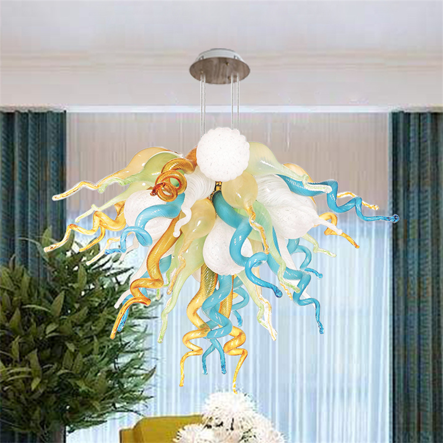 Art deco chandelier decorative led pendant lamps hanging light hand blown glass chandeliers lighting fixtures for living room lights-image-703479978