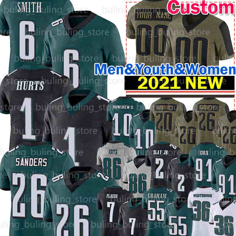 

6 DeVonta Smith Football Jersey PhiladelphiaEaglesJalen Hurts Miles Sanders Brandon Graham Fletcher Cox Darius Slay Gardner Minshew II Zach Ertz Mailata 68, Women jersey(lao y)