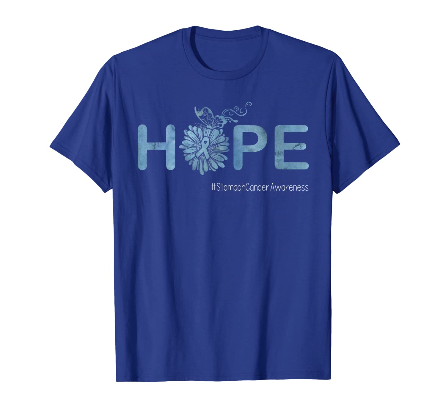 

Hope Butterfly Ribbon Stomach Cancer Awareness Tshirt Gifts, White;black
