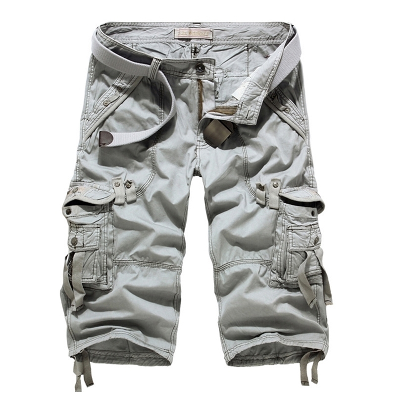 

Drop Cargo Shorts Men Casual Workout Military 's Multi-pocket Calf-length Short Pants 210629, Dark grey